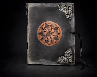 Victorian Leather Book with Alchemical Circle – Unique Dark Art A5