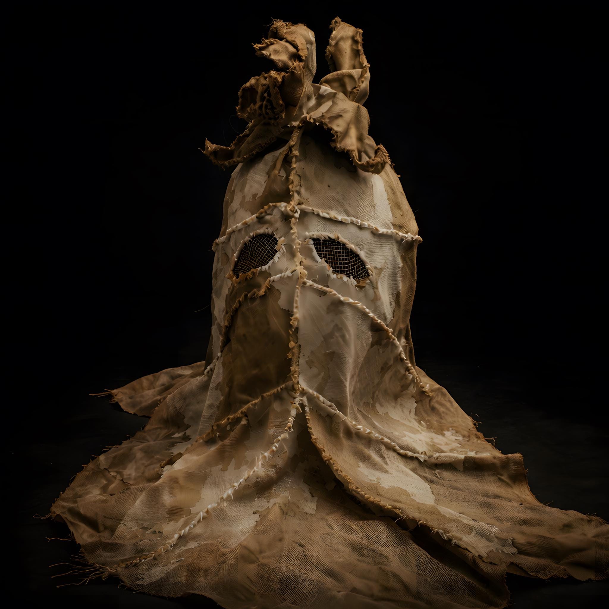 Scarecrow Hood Mask - Handmade Horror Scarecrow Costume in Cotton for Halloween, LARP and Theater