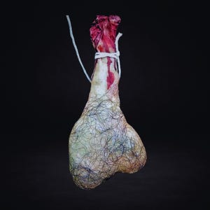 Makabre Trophäe „Abgetrennte Hoden“ – Dunkle Kunst des Horrors mit anpassbaren Farben