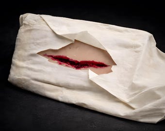 Ferita Cucibile Realistica – Replica Ferita Horror in Silicone, Prop SFX per Trucco Effetti Speciali, Halloween, Teatro, LARP
