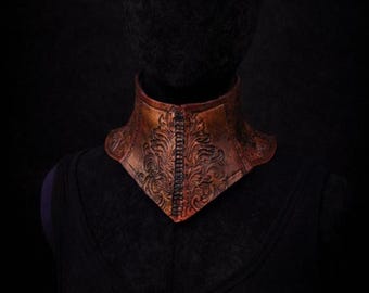 Corsetto da Collo in Pelle Conciata al Vegetale – Accessorio Gothic Dark Art Artigianale, Leather Neck Corset