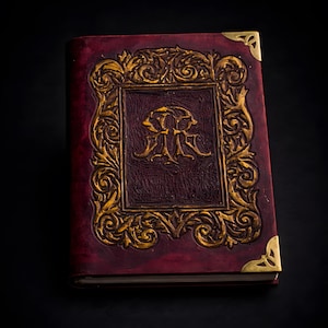 Personalisiertes, handgefertigtes Lederbuch – Dunkles Luxus-Tagebuch mit Handbindung, gotisches okkultes Tagebuch