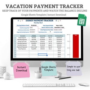 Vacation Payment Tracker | Declining Balance | Google Sheets Template | Instant Download | Payment Goal Tracker |Budget Planning Spreadsheet