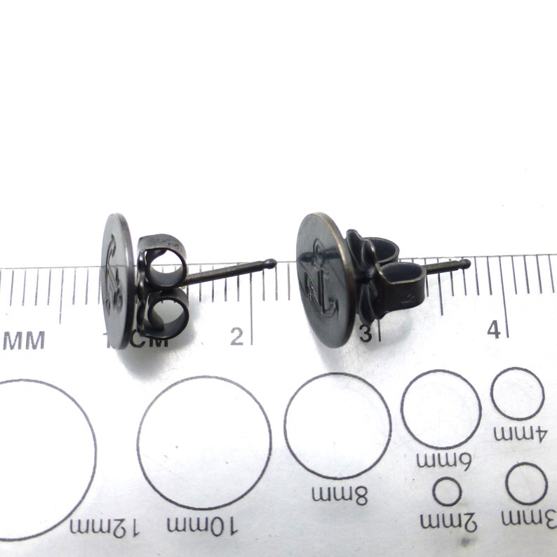 Anchor Stud Earrings Oxidized Sterling Silver Maritime Sailor Tattoo Nautical Boating Gift for Him Gift for Her Post Earring Pair