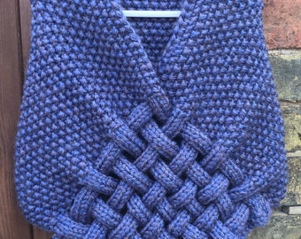 Hand knitted chunky basket weave scarf,cowl,shawl,hooded scarf