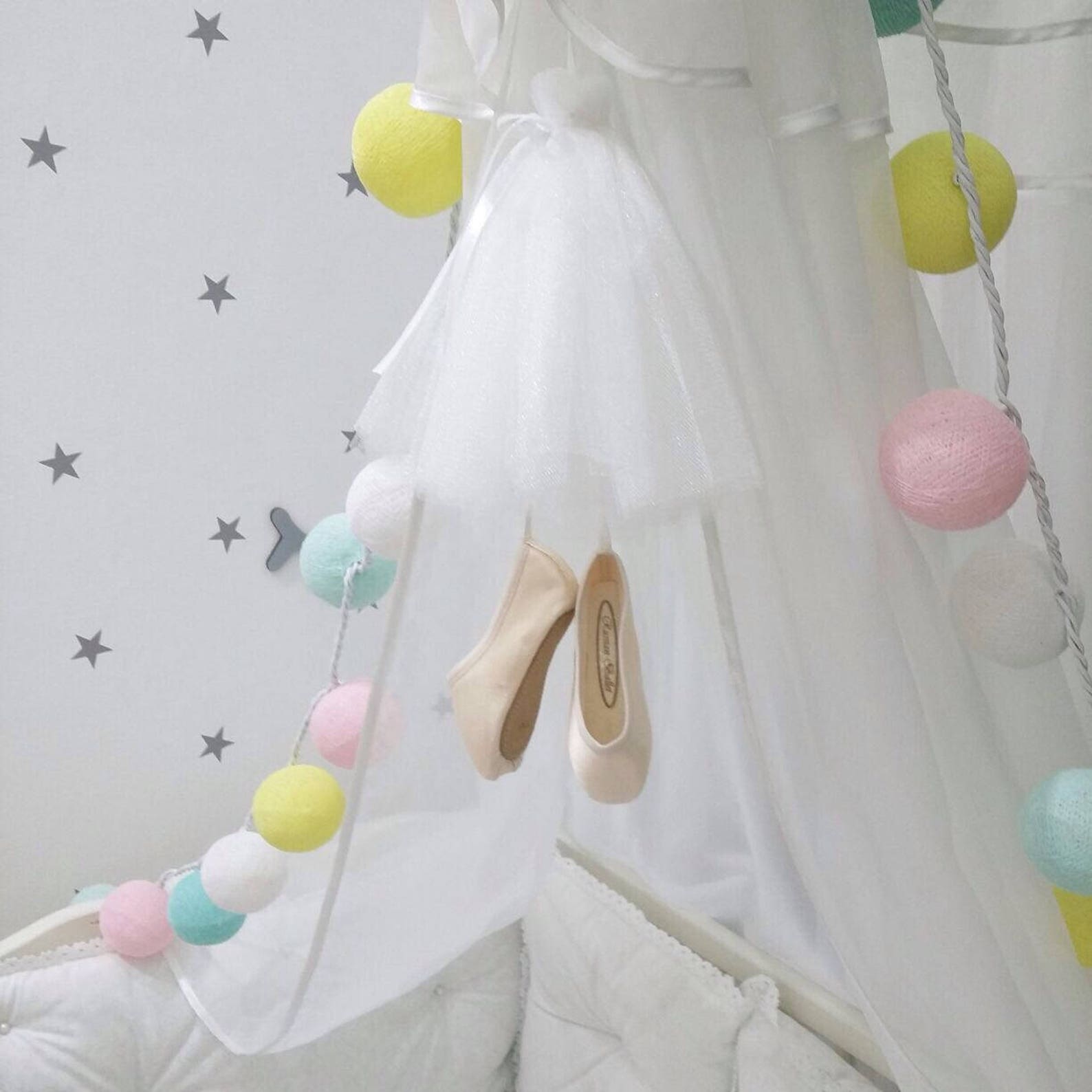 white skirt half-size replica of pointe shoes, mobiles for babies, russian ballet, newborn gift, home decor, bedroom for newborn