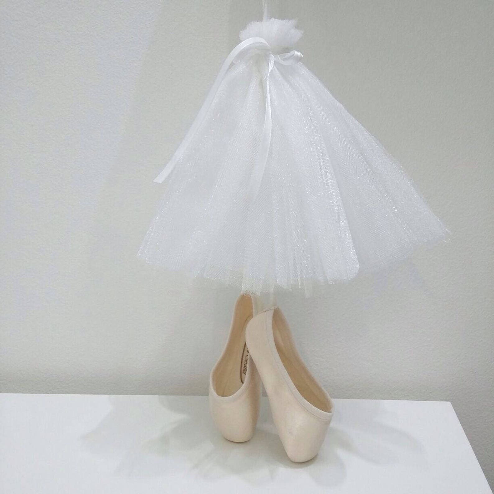 white skirt half-size replica of pointe shoes, mobiles for babies, russian ballet, newborn gift, home decor, bedroom for newborn