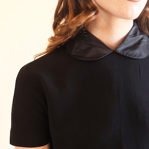 MIU MIU Peter Pan Collar Minimal Black Babydoll Shift Dress sz IT 42 S M 90s Y2K Sweetheart Collared Neckline