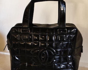Vintage CHANEL 2002-2003 Coco Mark Quilted Patent Leather