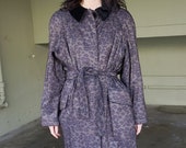1990s Leopard Print Trench Coat with Velvet Collar and Removable Interior Liner