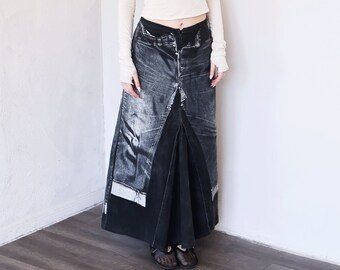 Vintage Jean Paul Gaultier Jeans 1990s Trompe L'Oleil Optical Illusion Black Denim Pants Skirt 90s Jean JPG