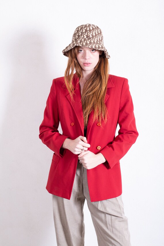 Vintage 1990s Louis Feraud Blood Red Double Breas… - image 1