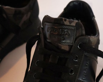 Vintage PRADA Y2K Canvas + Leather Camouflage Sneakers Sz 39 Camo