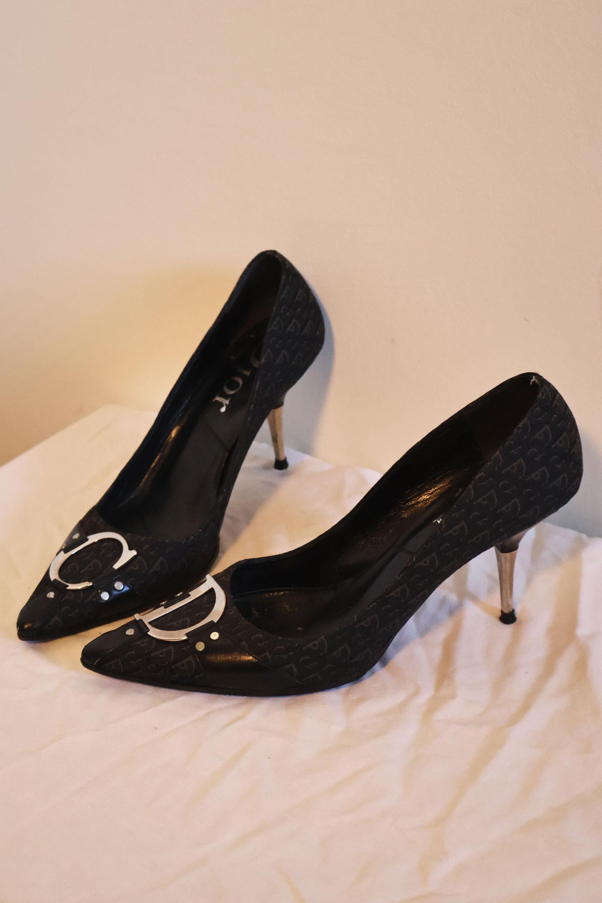 Dior Era Belt Leather Pointed Toe Y2k Shu Highheels Pinheels Black 34 2 1 21.5 Vintage 2000s Y2K Christian Dior Silver Coin Ankle Wrap  main image 3