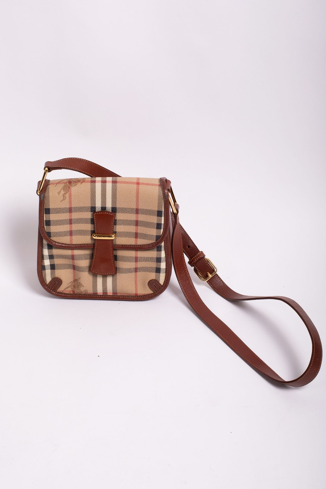 Authentic Vintage Burberry Mini Haymarket Tote Bag in Iconic Nova