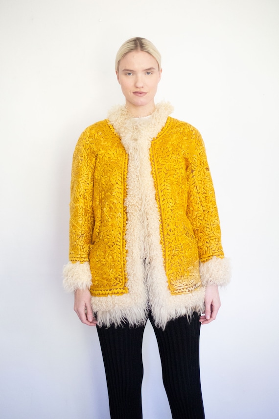 Vintage 1960s Gold Embroidered Afghan Coat: Mongo… - image 6