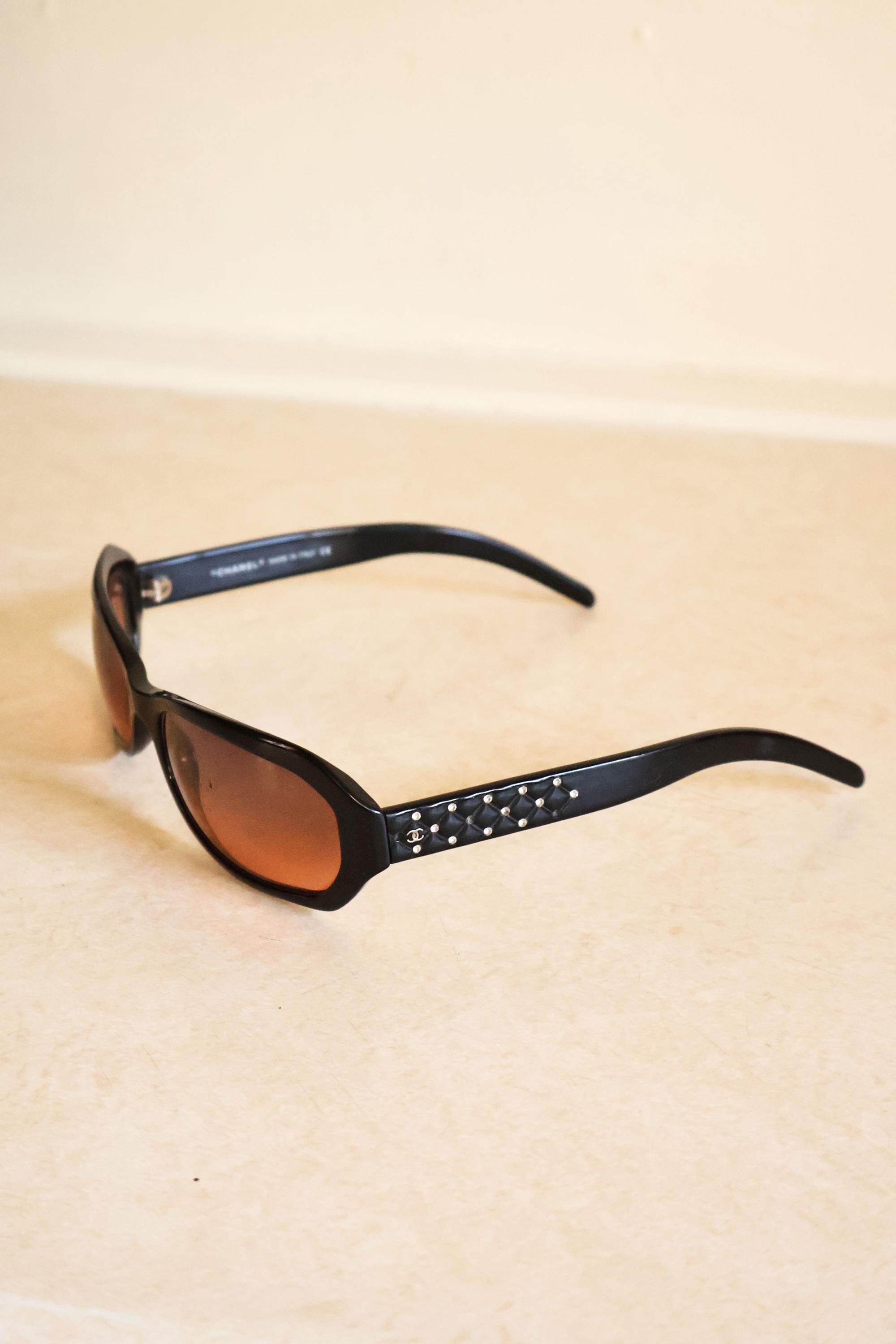 Like New?CHANEL Vintage black Sunglasses , Swarovski Cc Vintage CHANEL Swarovski Crystal Black Frame Square  main image 2
