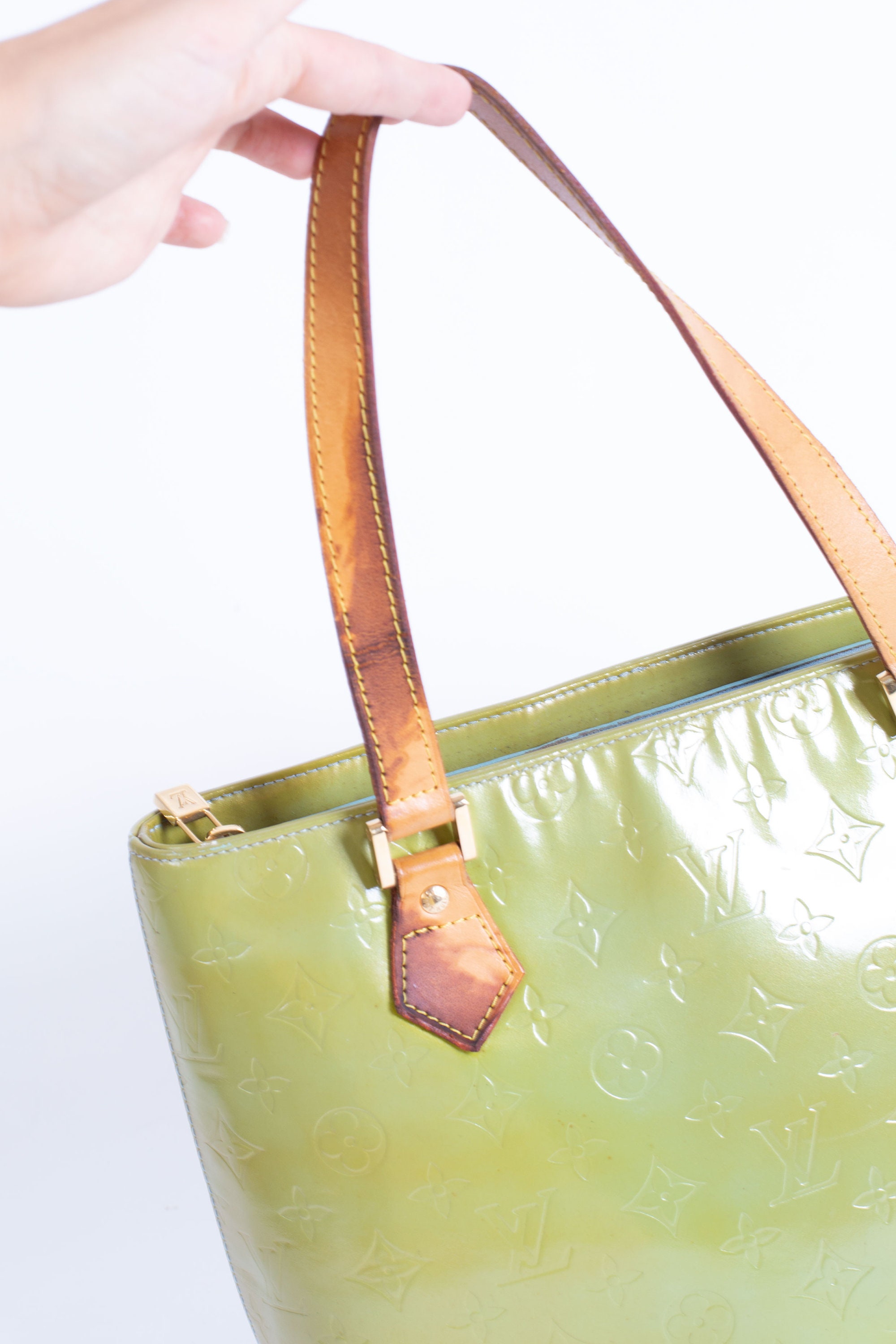 Louis Vuitton Vernis Monogram Houston Bag in Apple Green 