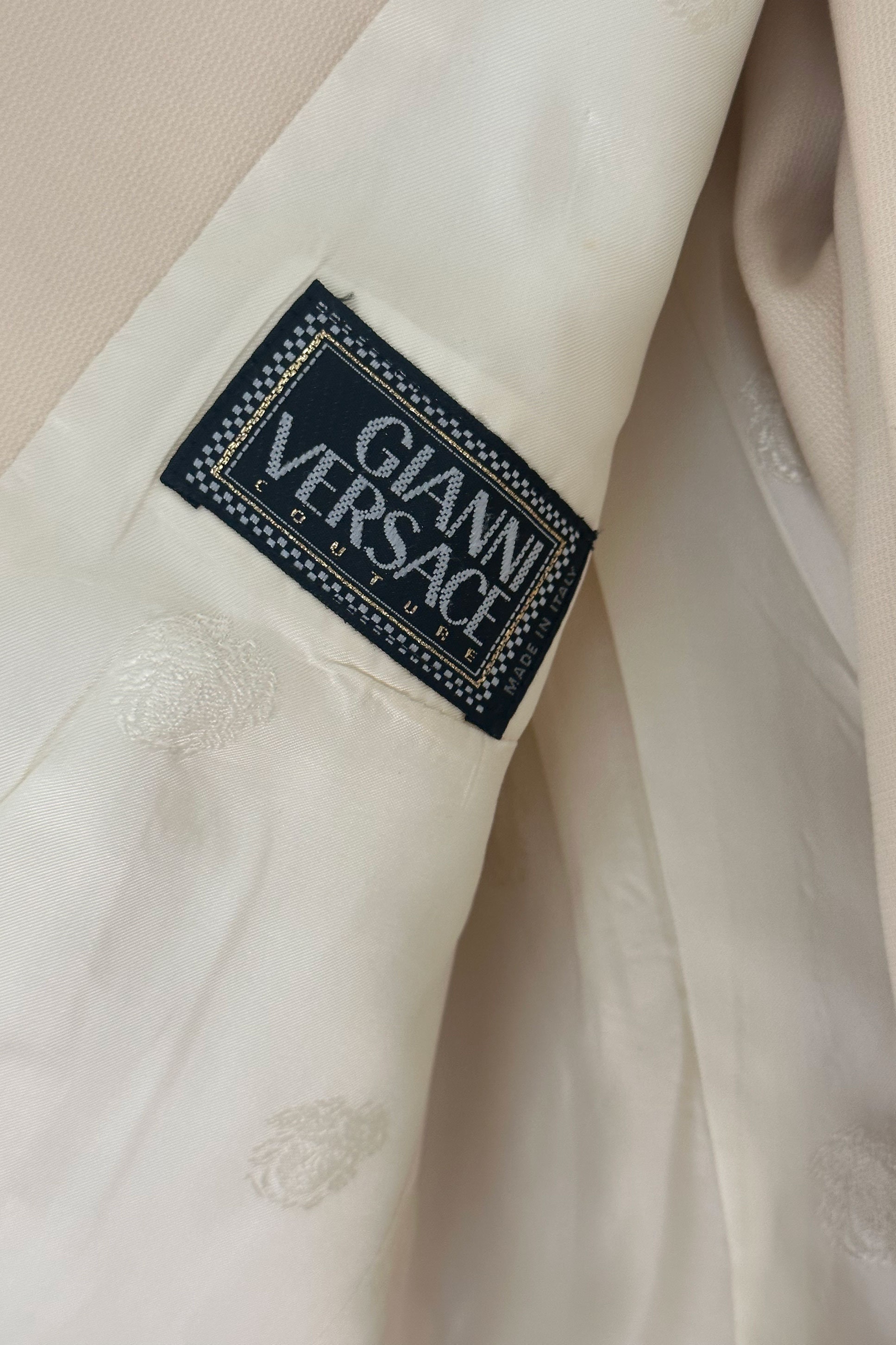 1990s Gianni Versace COUTURE Cream Silk Tailored Suit With