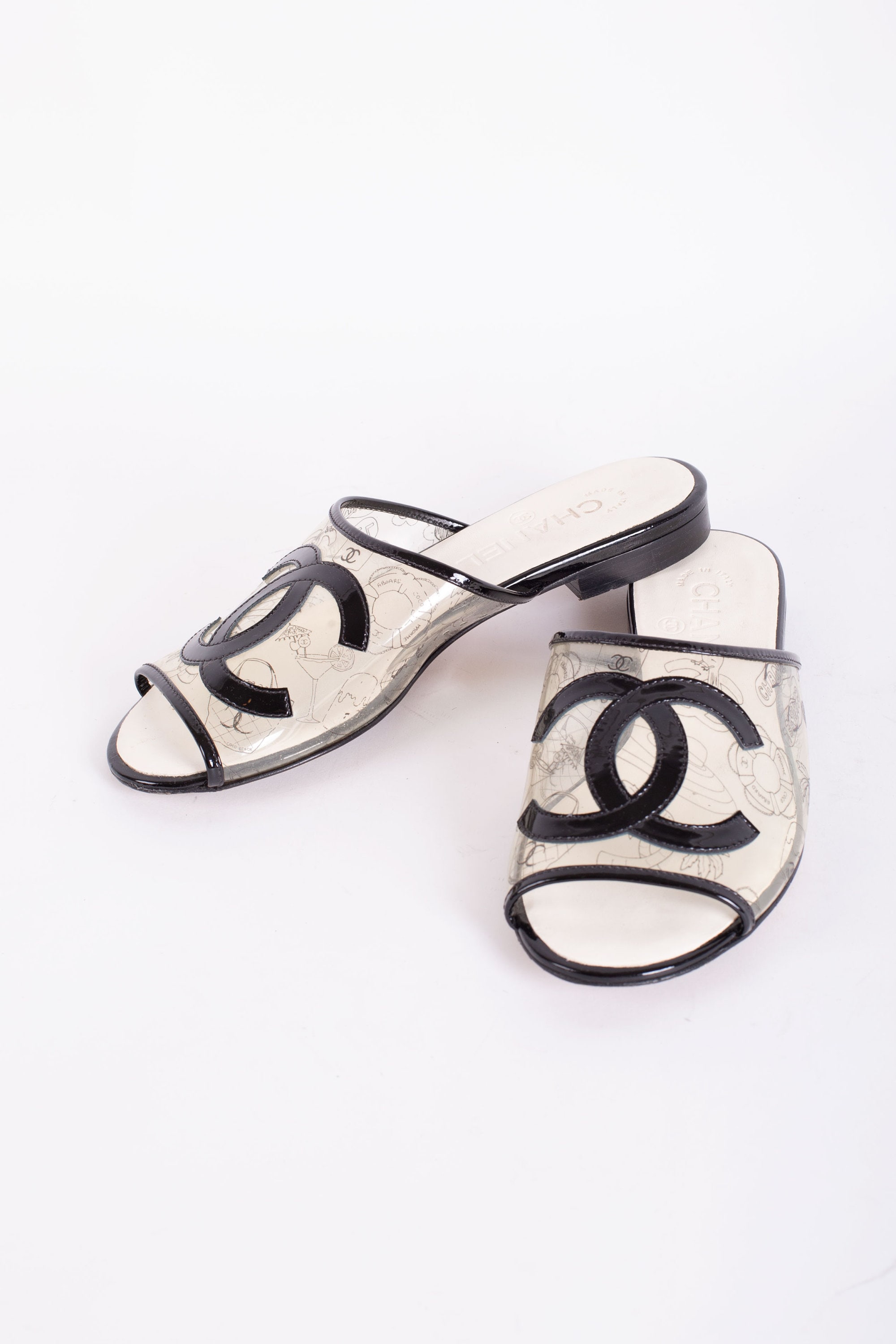 Chanel Cc Logo Lambskin Fur Shearling Mules Slides Sandals