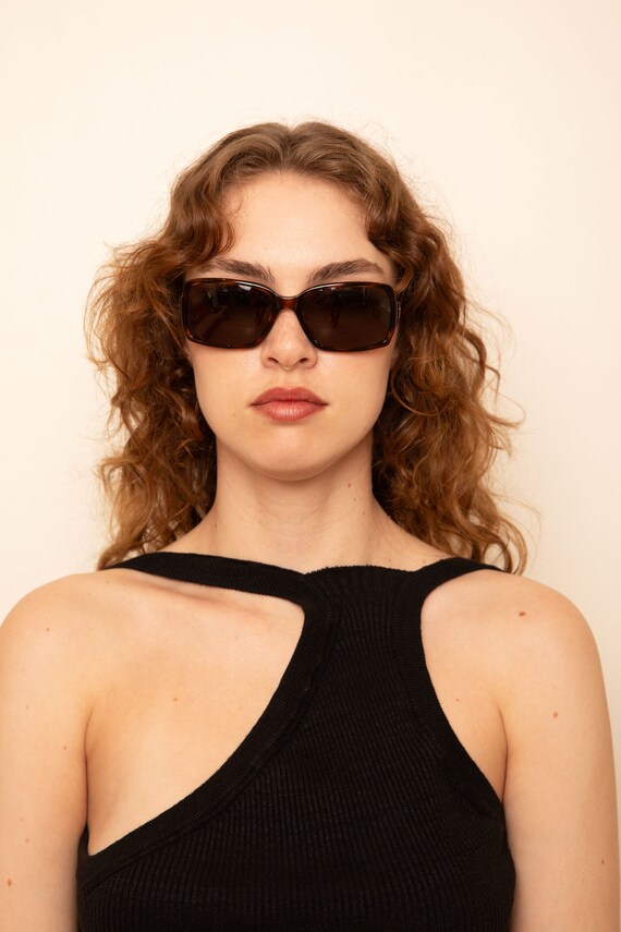 Vintage CHANEL Square Tortoise Shell Sunglasses w… - image 4