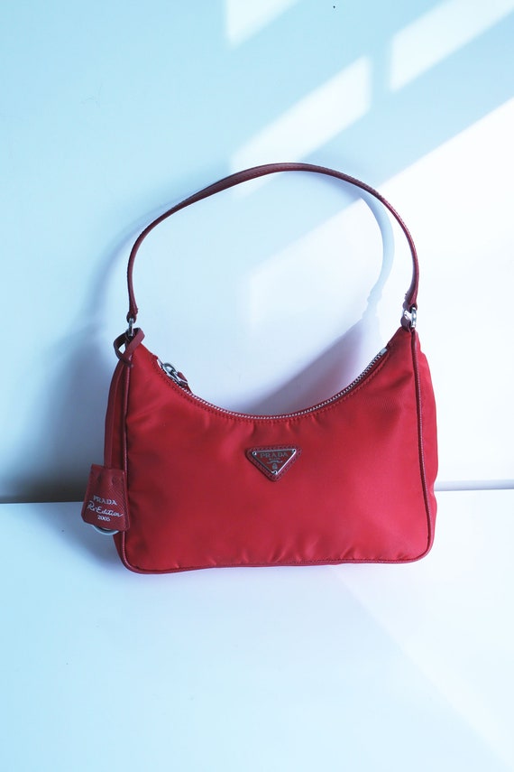 PRADA Y2K Red Mini Hobo Bag RE Nylon Tessuto Y2K 9