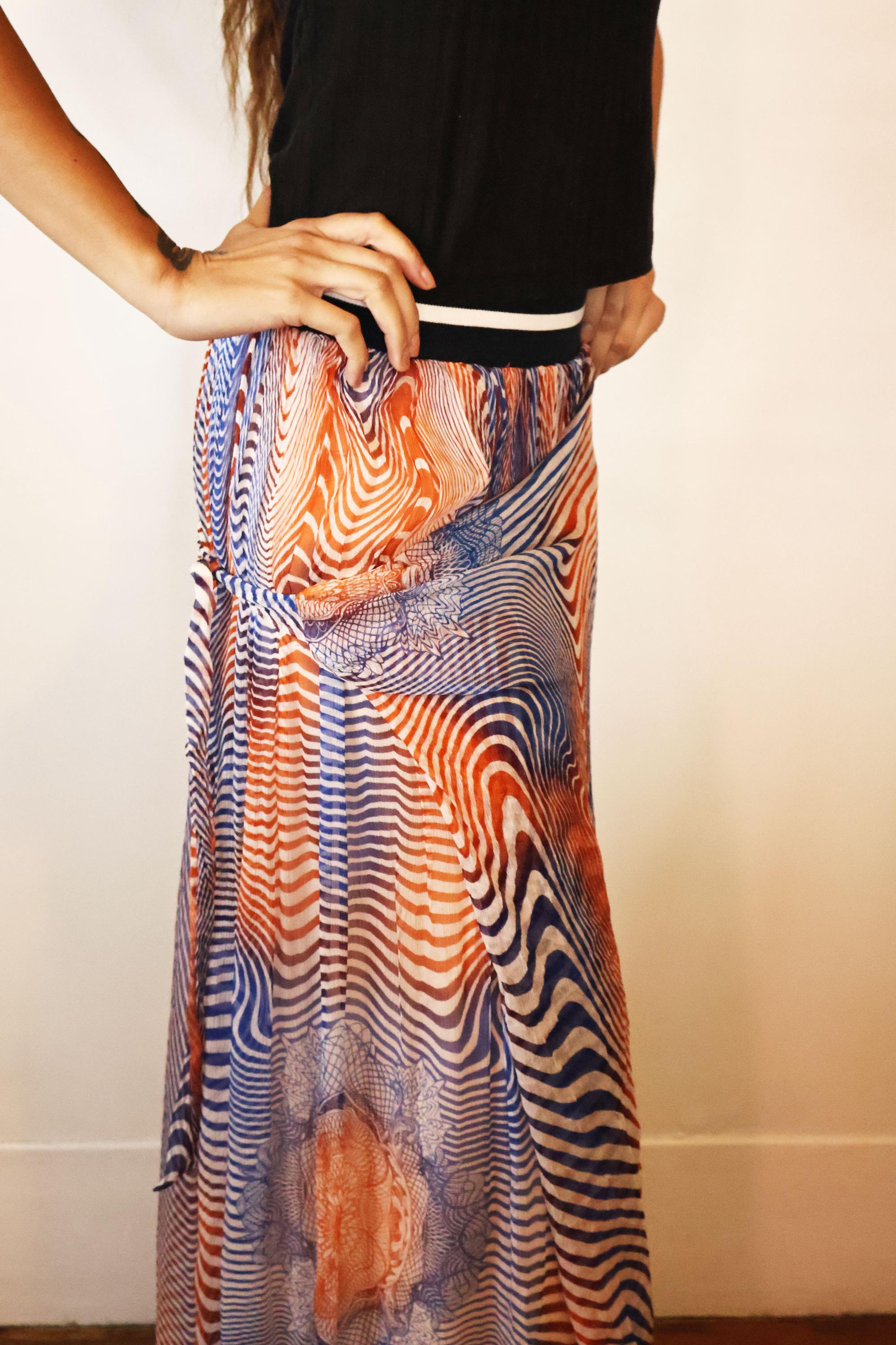Jupe D'été En Viscose Jean Paul Gaultier Collection SS 2001 - Taille 40FR/L (Mini Jupe) - Occasion
