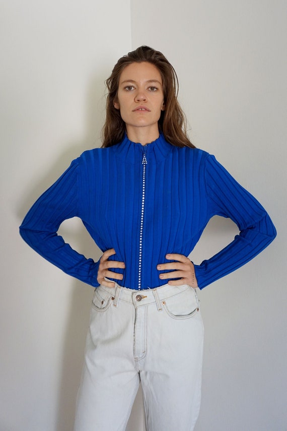zip front ribbed cardigan