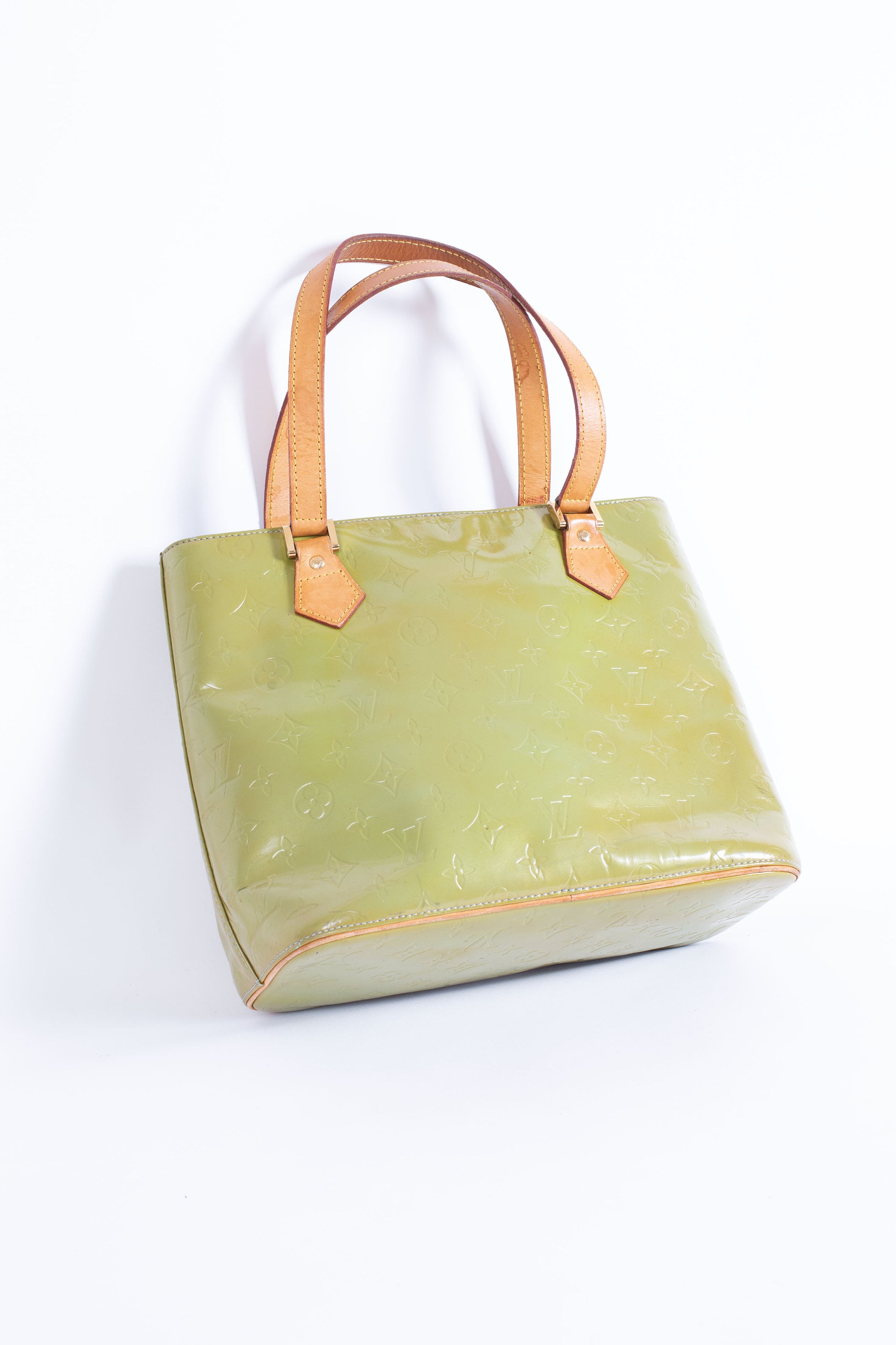 Louis+Vuitton+Houston+Tote+Lime+Yellow+Leather+Monogram+Vernis for sale  online