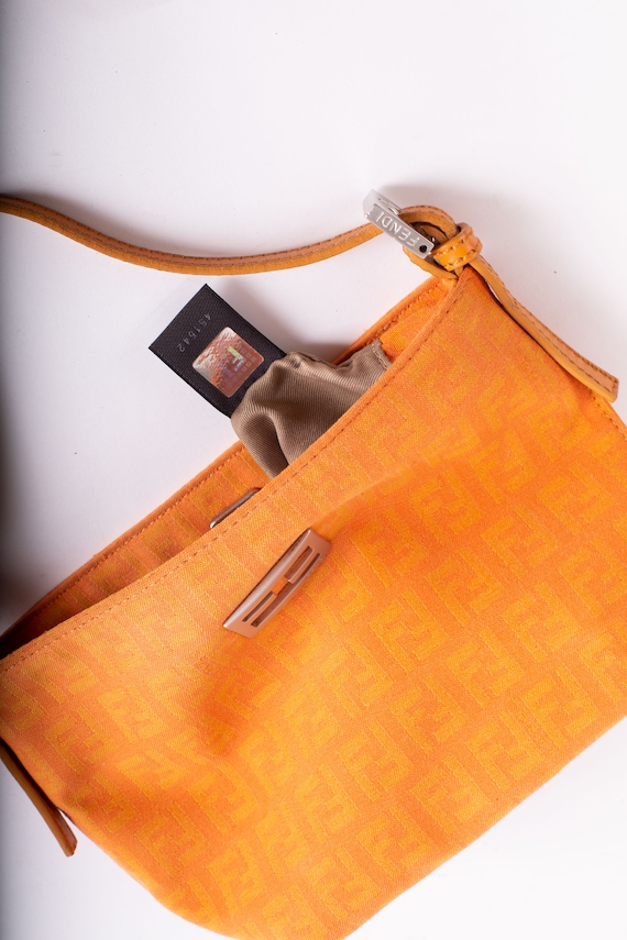 Vintage FENDI Zucchino Orange Pochette With Silver - Etsy