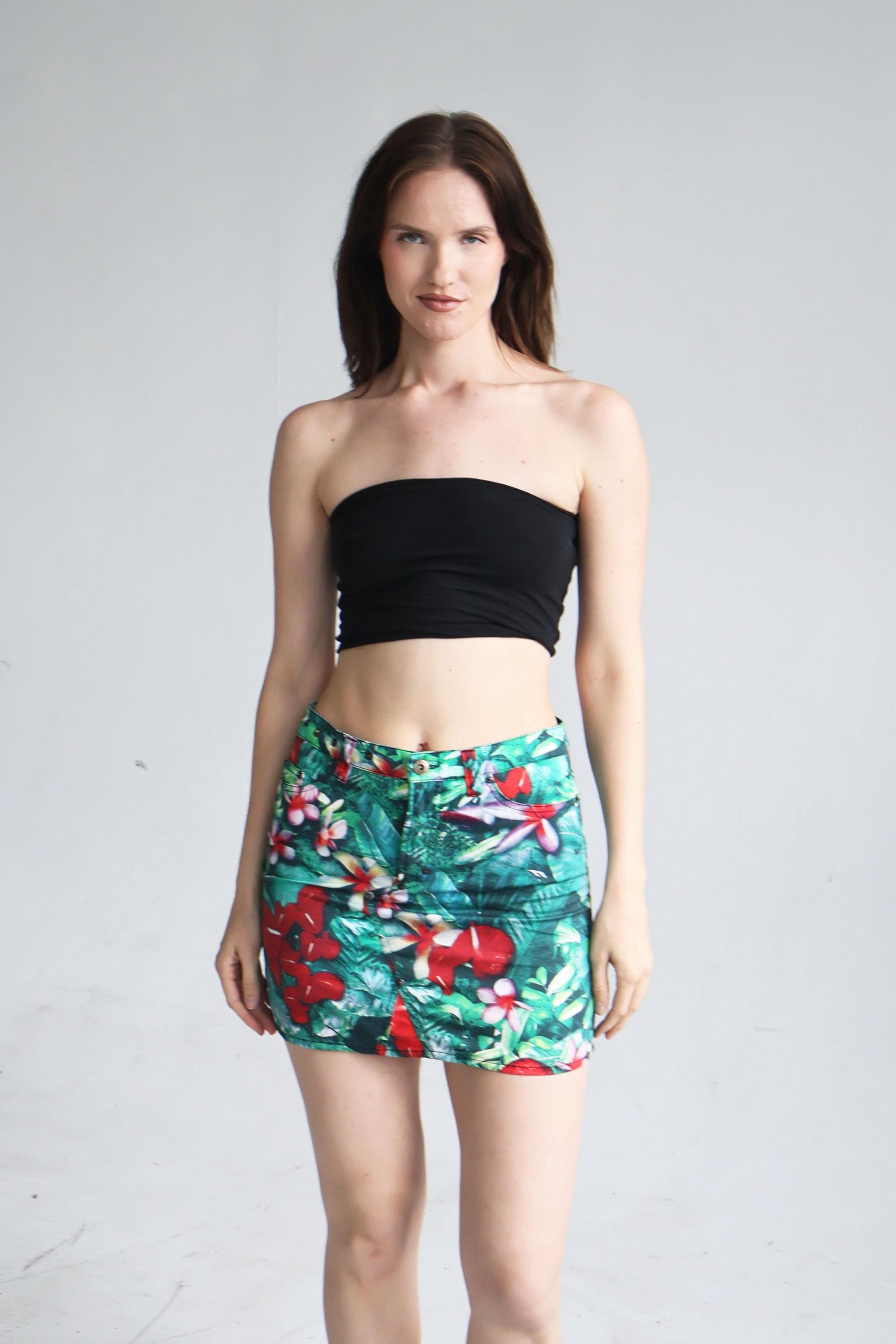 Vintage Dolce and Gabbana D&G Tropical Print Denim Mini