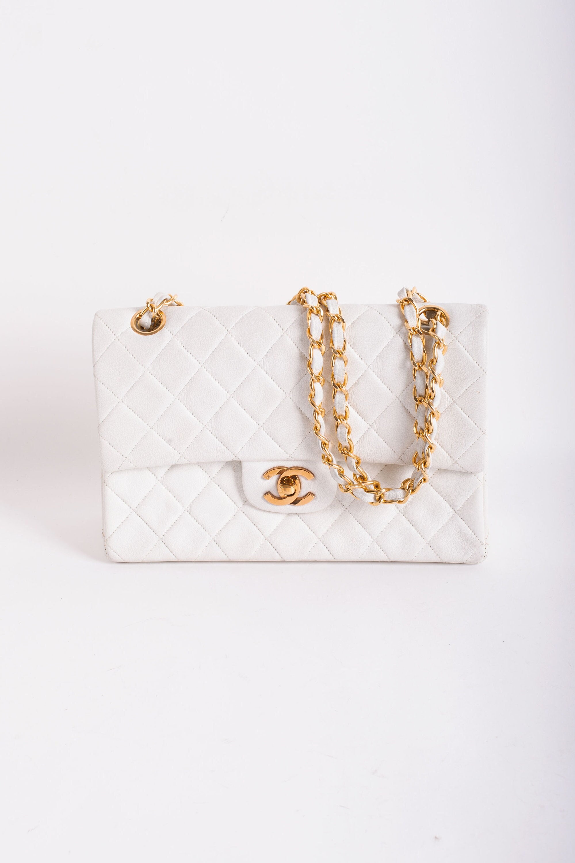 Chanel White Lambskin Quilted and Natural Crochet Mini Vanity Bag