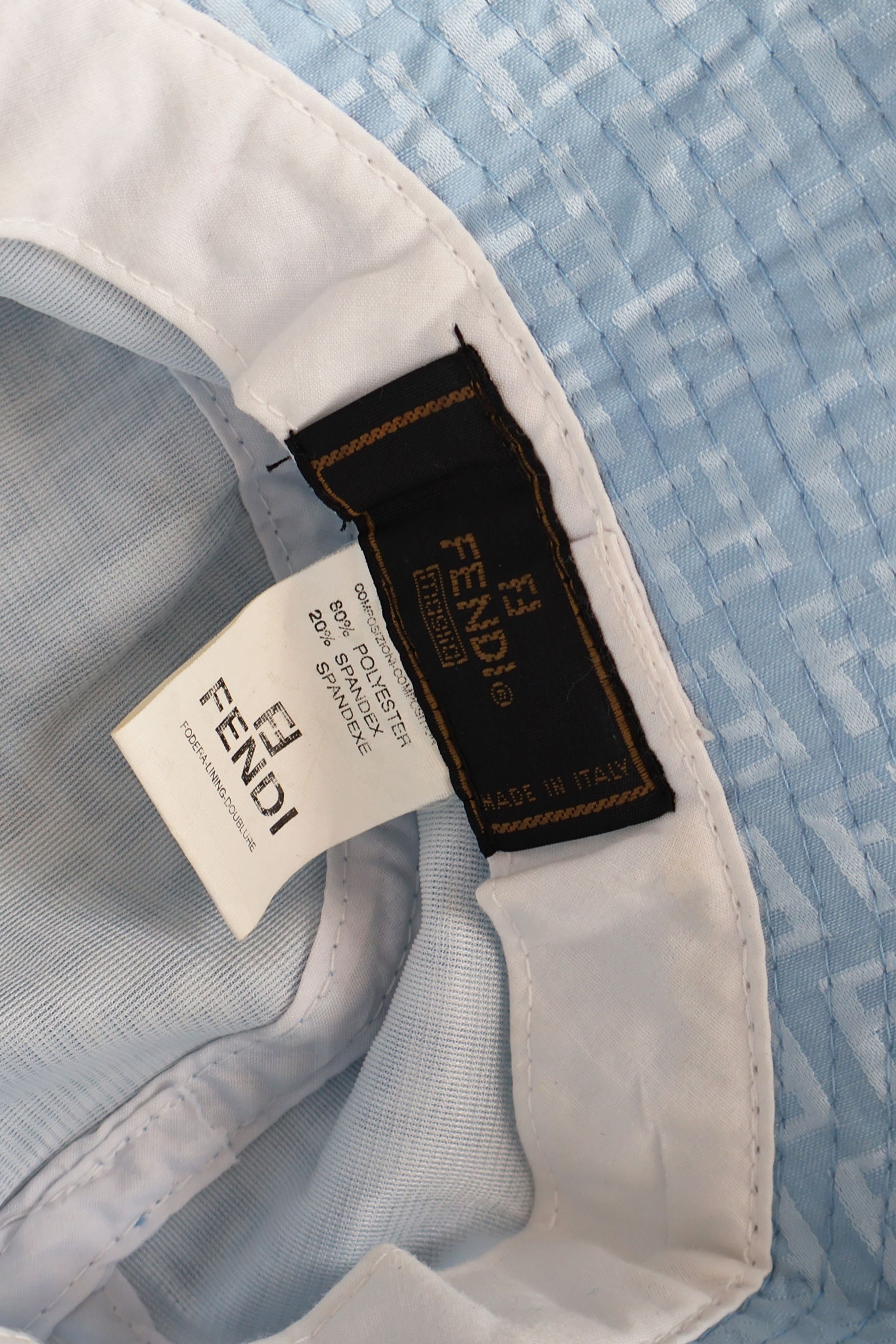 Vintage FENDI Baby Blue Zucchini Bucket Hat FF Zucca Logo