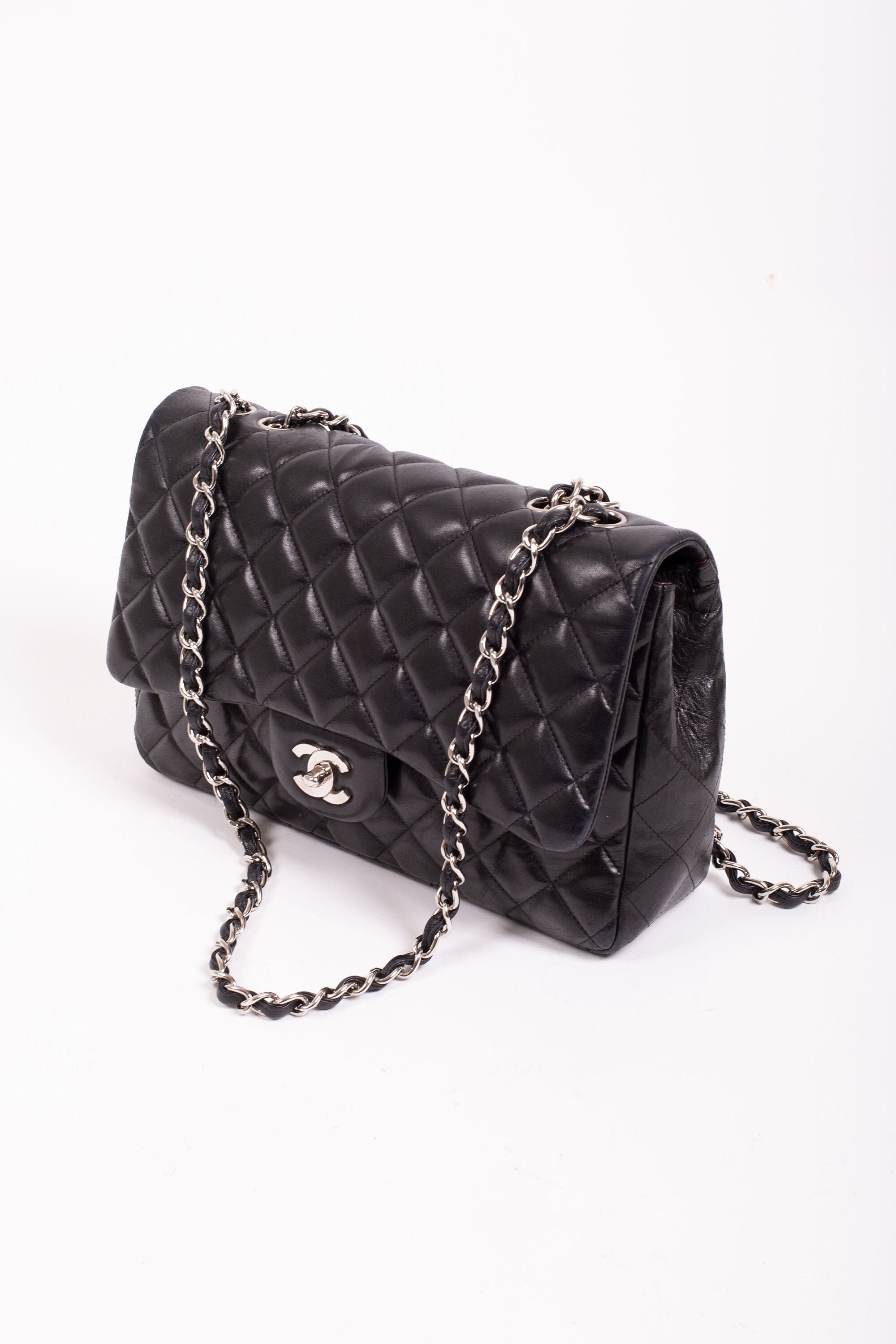 Vintage CHANEL Large Caviar Classic Lambskin Single Flap Bag 