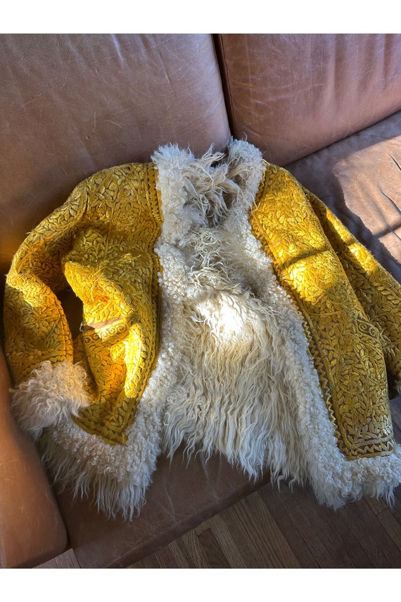 Vintage 1960s Gold Embroidered Afghan Coat: Mongo… - image 2