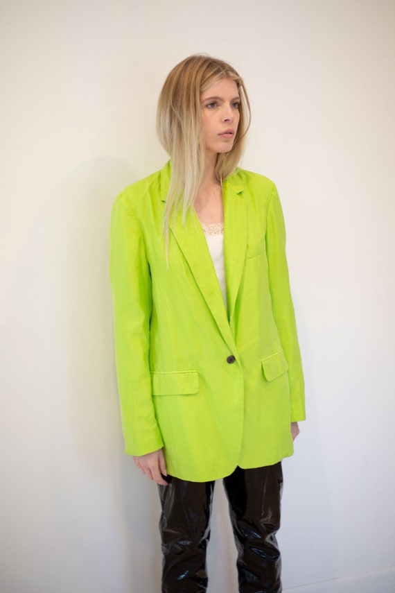 Dries Van Noten Bright Lime Green Pongee Silk + Co
