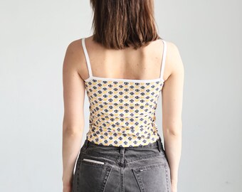 courreges21◆半袖カットソー/38/--/EVKGL-47049 Vintage Courrèges Yellow + Navy 21 Logo Cotton Tank Top With