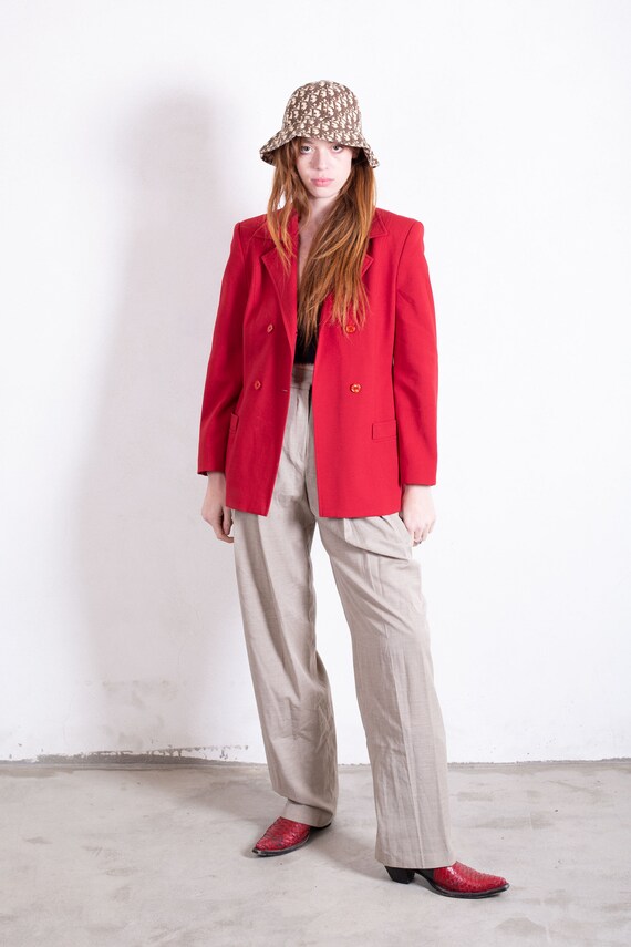 Vintage 1990s Louis Feraud Blood Red Double Breas… - image 3
