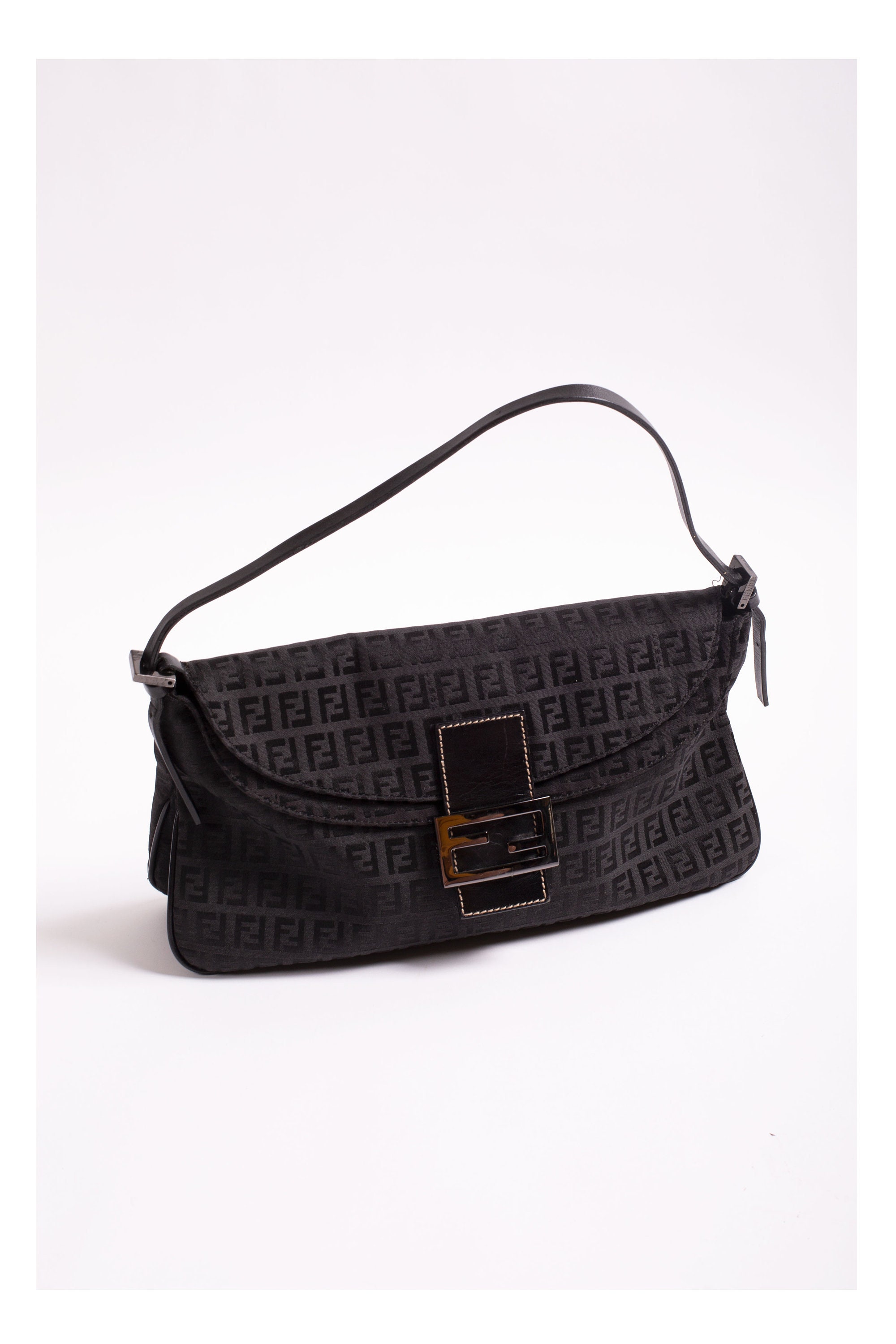 Fendi Vintage Tweed Baguette Shoulder Bag