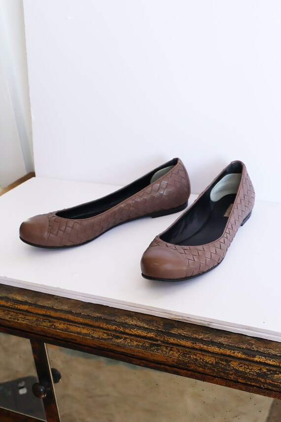 BOTTEGA VENETA 26S ESPADRILLE BALLET FLATS IN DARK BROWN LAMBSKIN