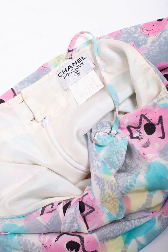 Vintage Chanel Camellia Watercolor Tank Top With Pleated -  Israel