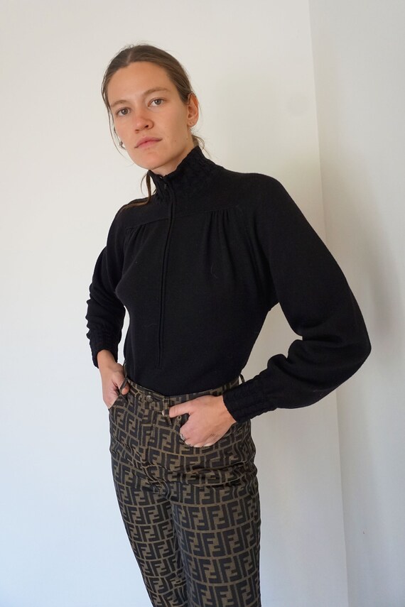 Vintage VALENTINO 1980s Zip Front Turtleneck with