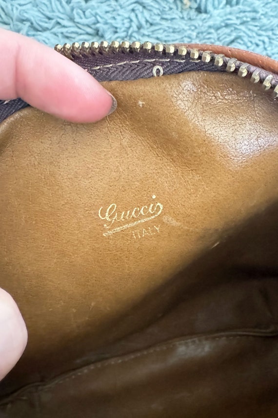 Vintage GUCCI 1970s Brown Monogram GG Pouch with … - image 6