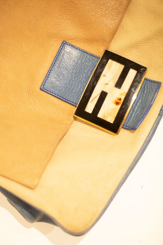 Vintage FENDI Cobalt + Nude Leather Mama Forever … - image 5