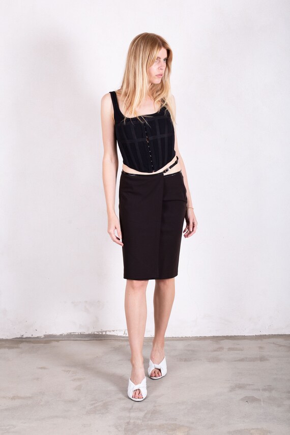 GUCCI by Tom Ford 1998 Wool Wrap Skirt with Built… - image 3