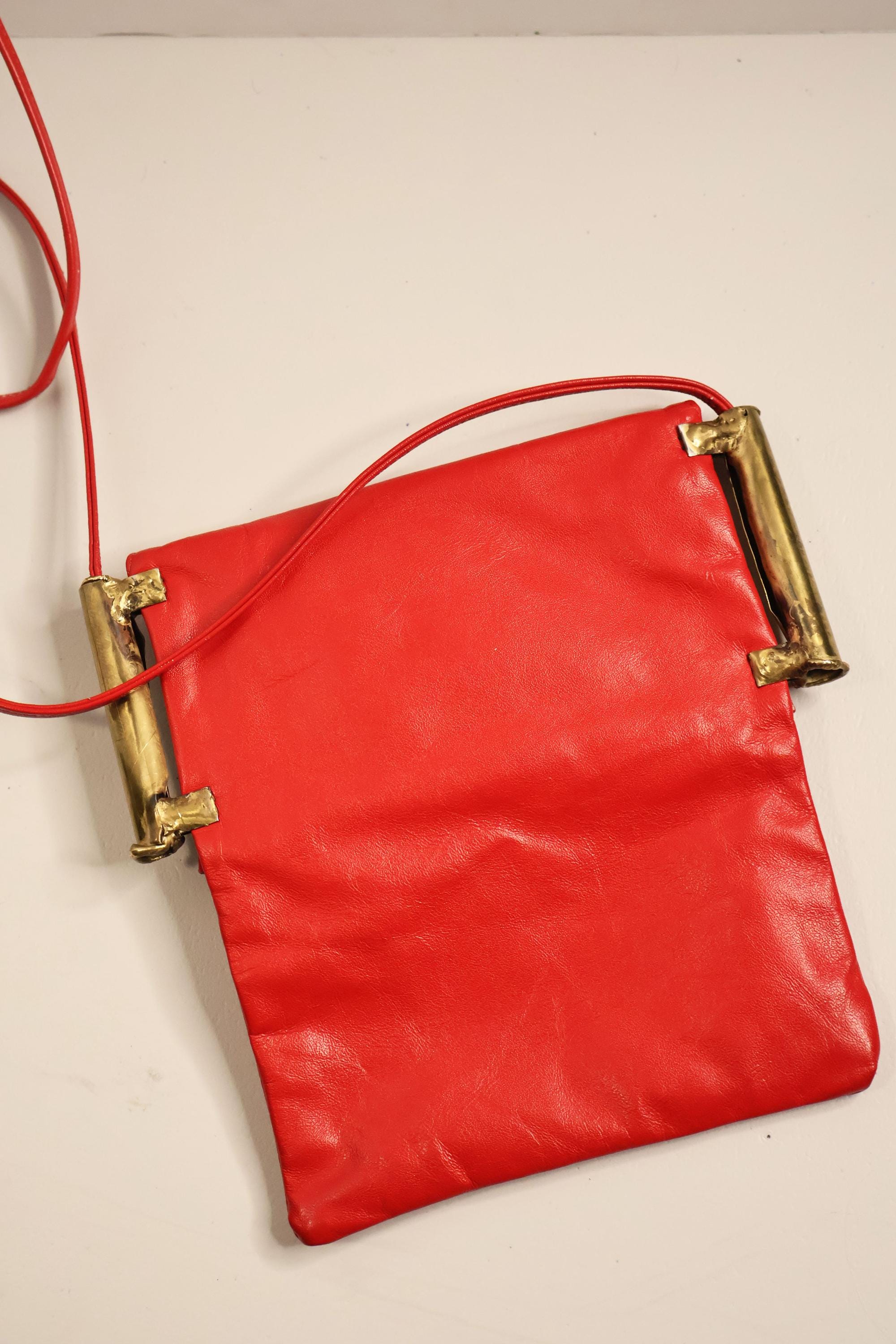 Vintage Carvalho's of Rio 1970s Brutalist Red Leather Bag