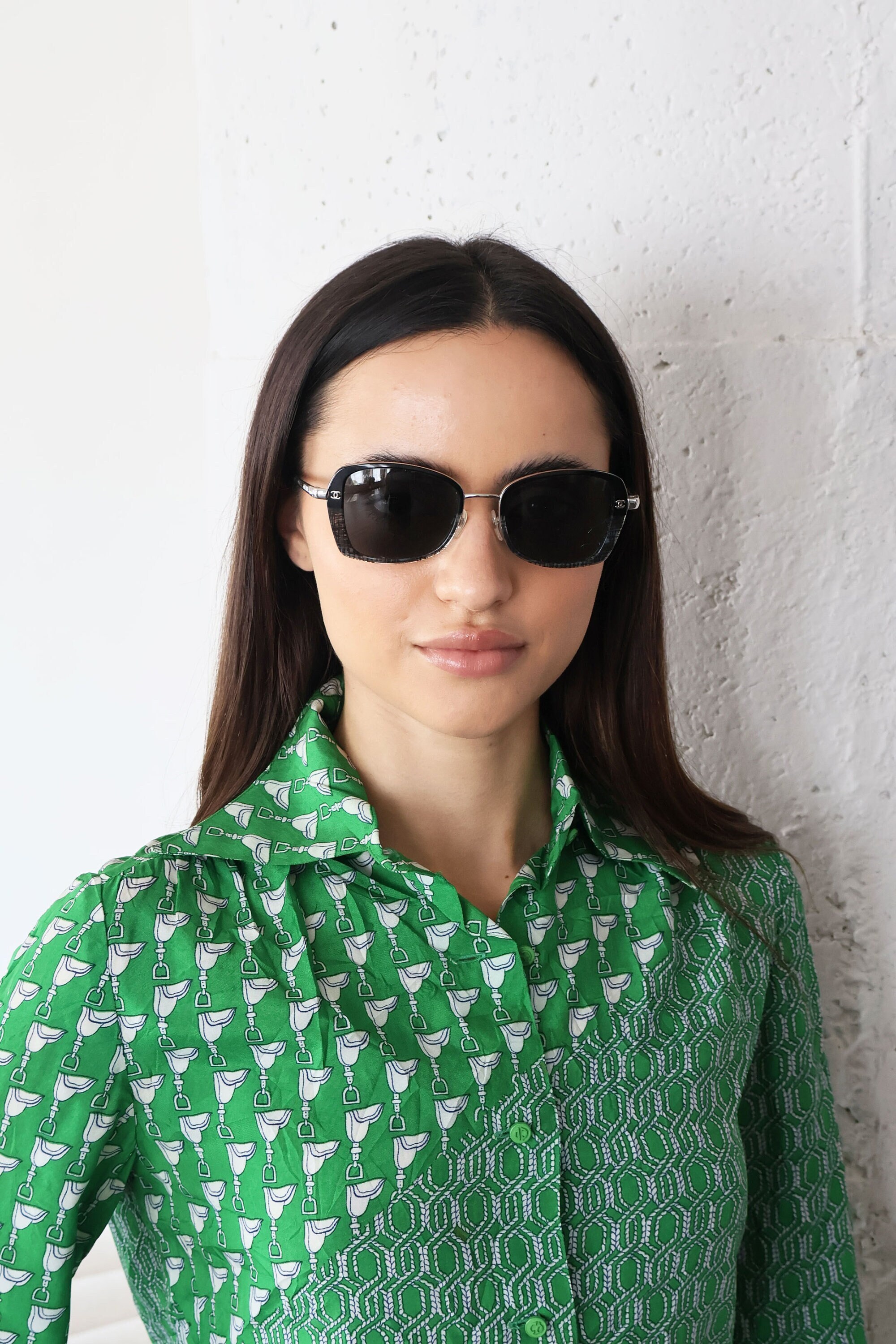 Vintage CHANEL Square Black and Clear PVC Sunglasses With CC Vintage CHANEL Square Black and Clear PVC Sunglasses With CC