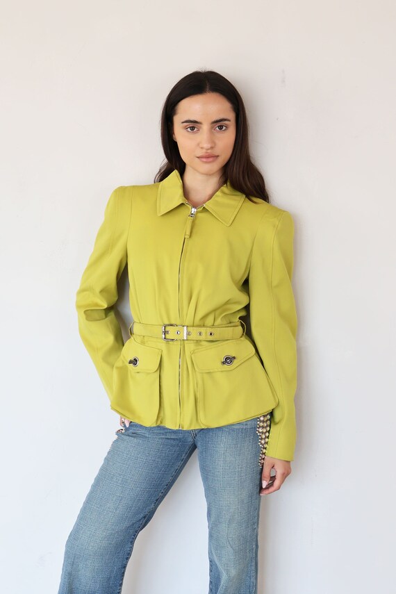 Vintage Jean Paul Gaultier Lime Green Wool Belted Jacket With 