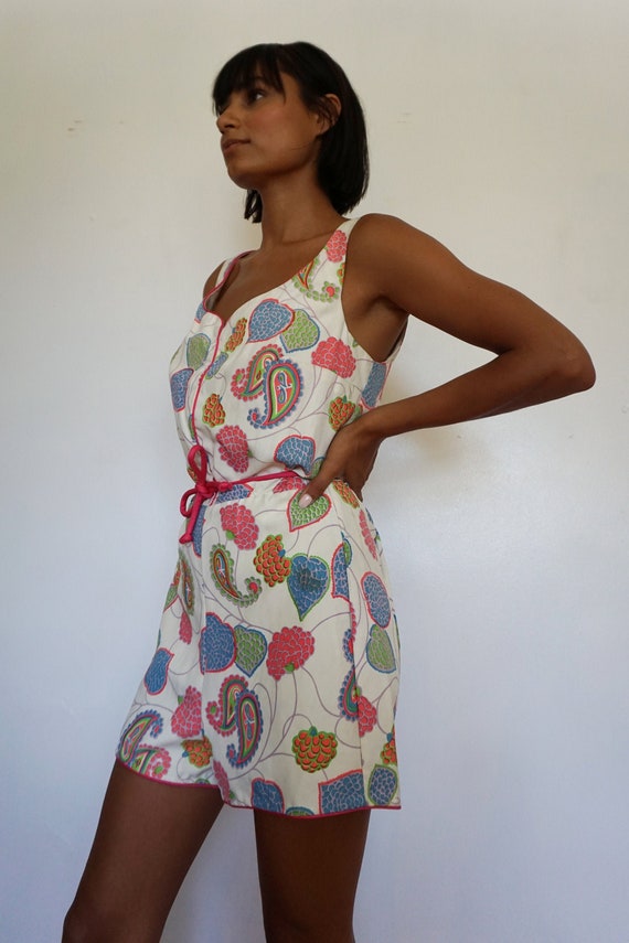 Paisley and Floral Print 1960s Playsuit Romper Bea