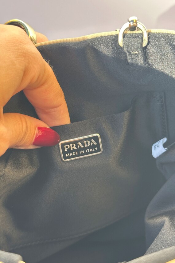 Vintage PRADA Y2K Champagne Satin Mini Bag Tote Tessuto Y2K 90s 